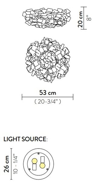 Slamp Clizia, stropní designové svítidlo z Opalflexu s bílým okrajem, 2x12W E27, prům. 53cm
