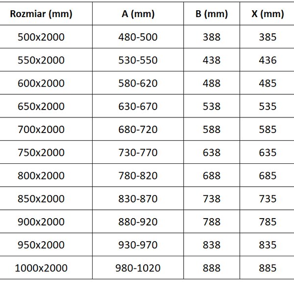 Mexen Exo, výklopné sprchové dveře 50 cm, čiré sklo, černý profil, 817-050-000-70-00