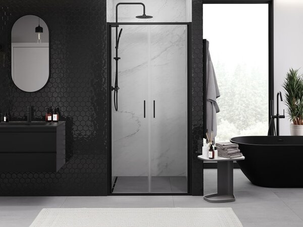 Mexen Exo sprchové dveře dvojité křídlové 70 cm, transparentní, černé - 814-070-000-70-00