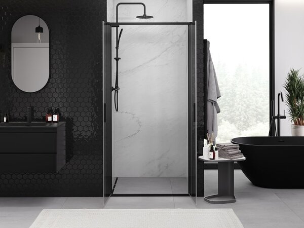 Mexen Exo sprchové dveře dvojité křídlové 70 cm, transparentní, černé - 814-070-000-70-00