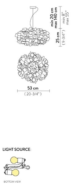 SLAMP CLISS00ORG01T00000EU Clizia, závěsné designové svítidlo z Opalflexu s oranžovým okrajem, 2x12W E27, prům. 53cm