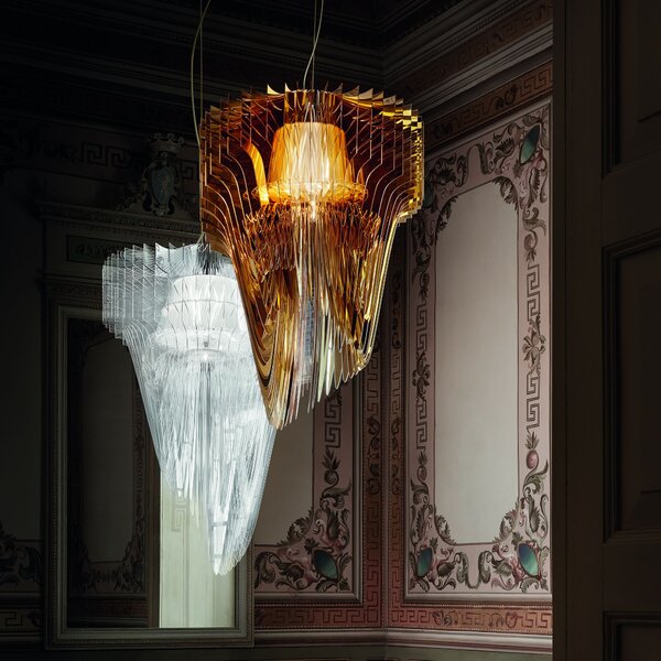 SLAMP ARISS00TRS01T00E27EU Aria S transparent, závěsný světelný objekt od Zaha Hadid, 2xE27 + 7W LED, délka 75cm