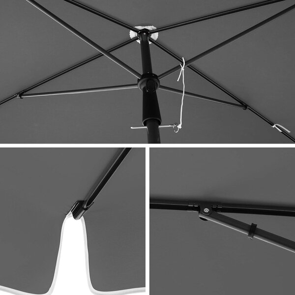 SONGMICS Slunečník obdélníkový 200 x 125 cm šedá