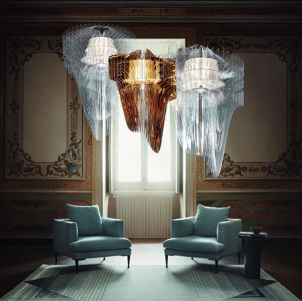 SLAMP ARISS00TRS01T00E27EU Aria S transparent, závěsný světelný objekt od Zaha Hadid, 2xE27 + 7W LED, délka 75cm