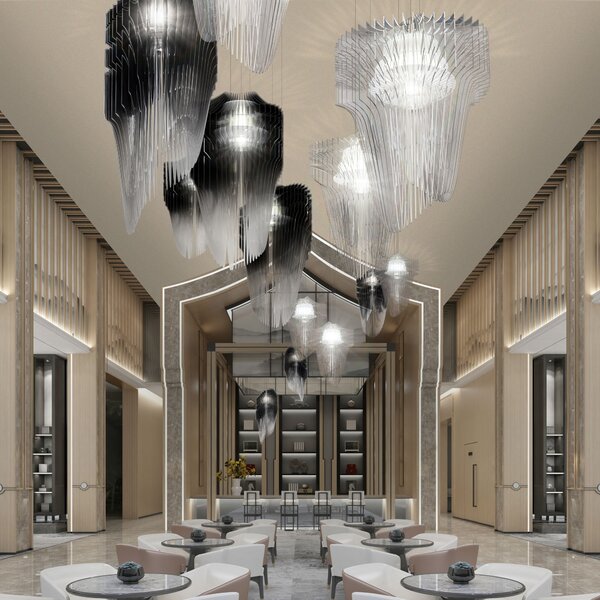 SLAMP ARISS00TRS01T00E27EU Aria S transparent, závěsný světelný objekt od Zaha Hadid, 2xE27 + 7W LED, délka 75cm