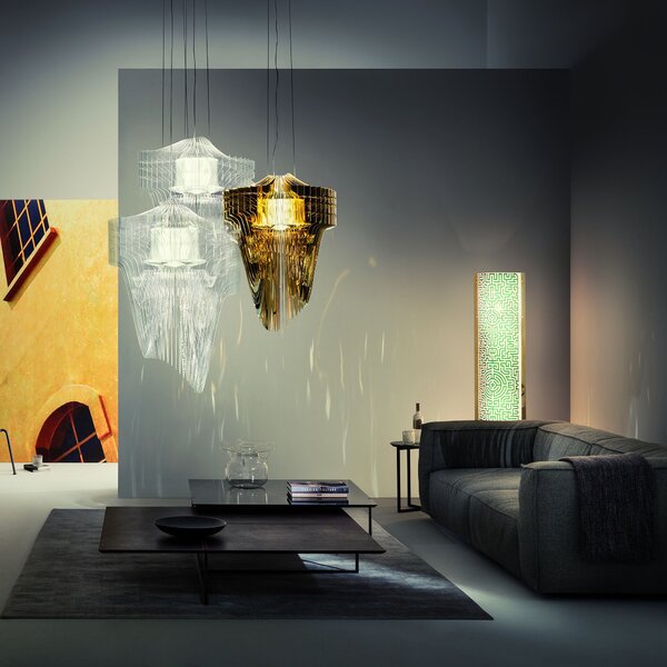 SLAMP ARISS00TRS01T00E27EU Aria S transparent, závěsný světelný objekt od Zaha Hadid, 2xE27 + 7W LED, délka 75cm