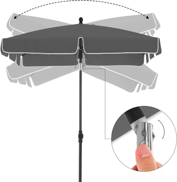 SONGMICS Slunečník obdélníkový 200 x 125 cm šedá