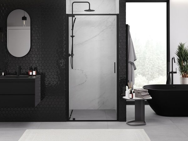 Mexen Exo sprchové dveře otočné 60 cm, transparentní, černé - 8181-060-000-70-00