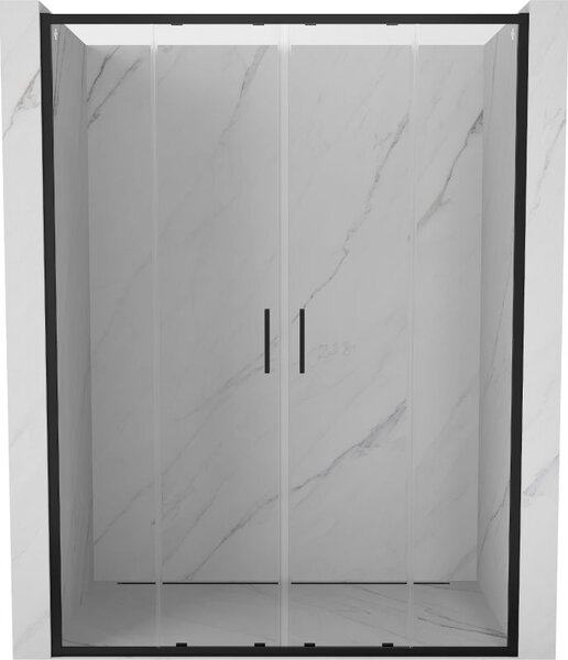 Mexen Exo sprchové dveře dvojité posuvné 130 cm, transparentní, černé - 8152-130-000-70-00