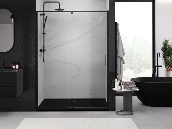 Mexen Exo sprchové dveře otočné 130 cm, transparentní, černé - 819-130-000-70-00