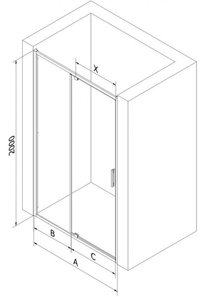 Mexen Exo sprchové dveře pivotové 90 cm, průhledné, černé - 819-090-000-70-00