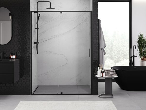 Mexen Exo sprchové dveře otočné 130 cm, transparentní, černé - 819-130-000-70-00