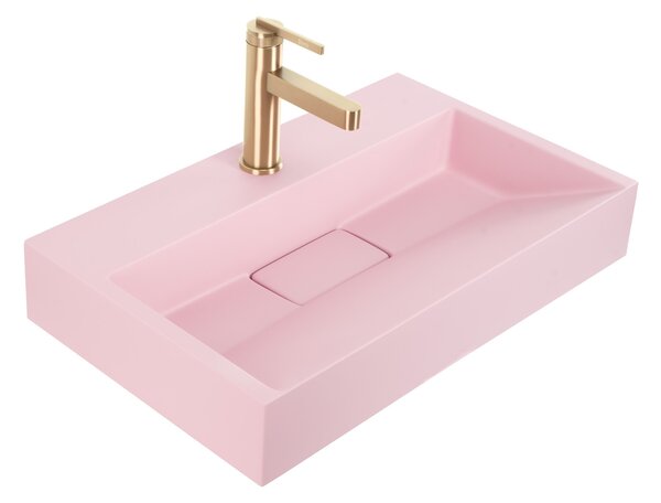 Rea Goya, umyvadlo z konglomerátu s černou konzolou, 60 cm, růžová matná, KPL-U4411