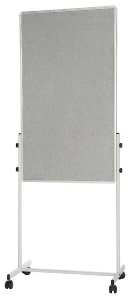 Mobilní kombinovaná tabule, bílá magnetická/šedá textilní, 700x1200 mm