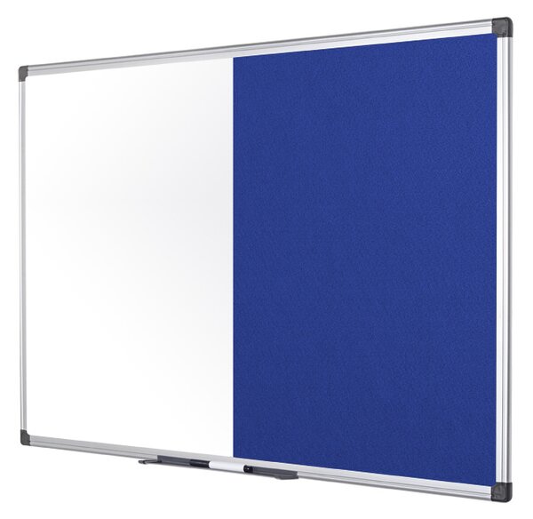 Popisovací magnetická tabule a textilní nástěnka, bílá/modrá, 1200 x 900 mm