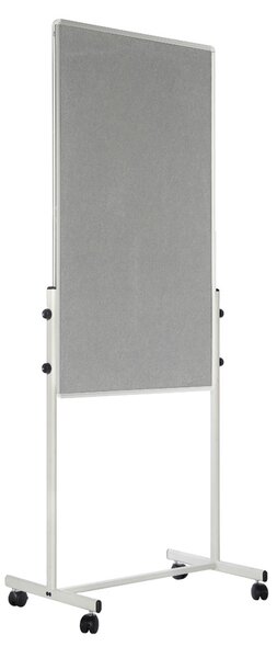 Mobilní kombinovaná tabule, bílá magnetická/šedá textilní, 700x1200 mm