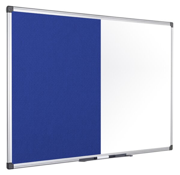 Popisovací magnetická tabule a textilní nástěnka, bílá/modrá, 1200 x 900 mm