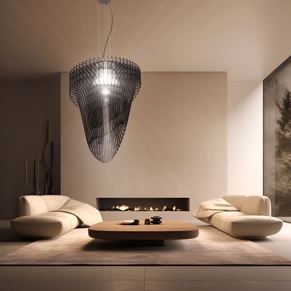 SLAMP ARISXL0BKF01T00E27EU Aria XL, černý světelný objekt od Zaha Hadid, 6x52+1x100W, délka 130cm