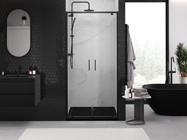 Mexen Exo dvojité sprchové dveře výkyvné 70 cm, transparentní, černé - 8182-070-000-70-00
