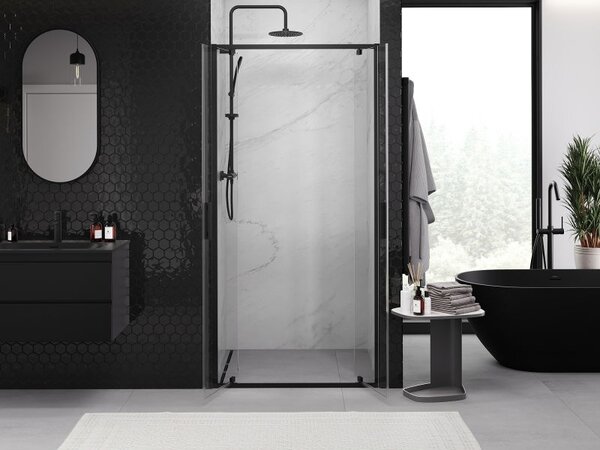 Mexen Exo dvojité sprchové dveře výkyvné 70 cm, transparentní, černé - 8182-070-000-70-00