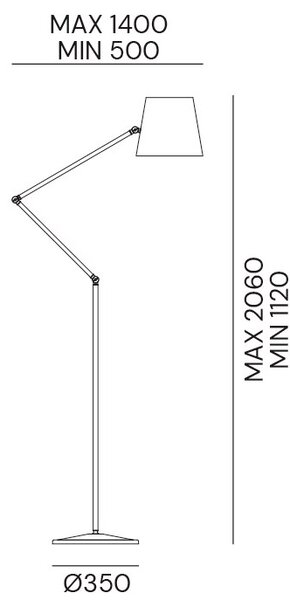 Il Fanale 271.08.OF Reporter, stojací lampa s nastavitelným ramenem, 1x46W, mosaz, výška 112-206cm