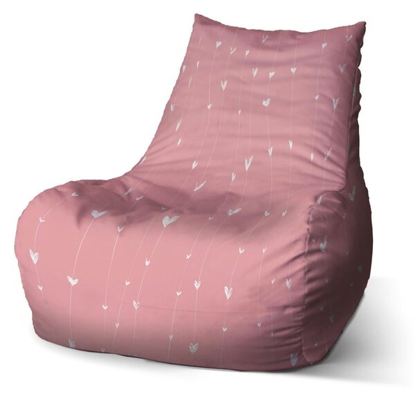 Sedací vak Bean asymetrická srdíčka, růžová