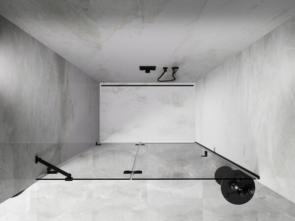 Mexen Lunar sprchové dveře výklopné levé 140 cm, transparentní, černé - 834-140-000-70-00-L