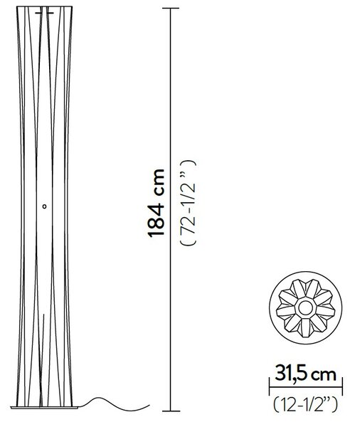 SLAMP BACFXXLWHT00000000EU Bach Floor XXL, designová stojací lampa z bílého Opalflexu, 3xE27, výška 184cm