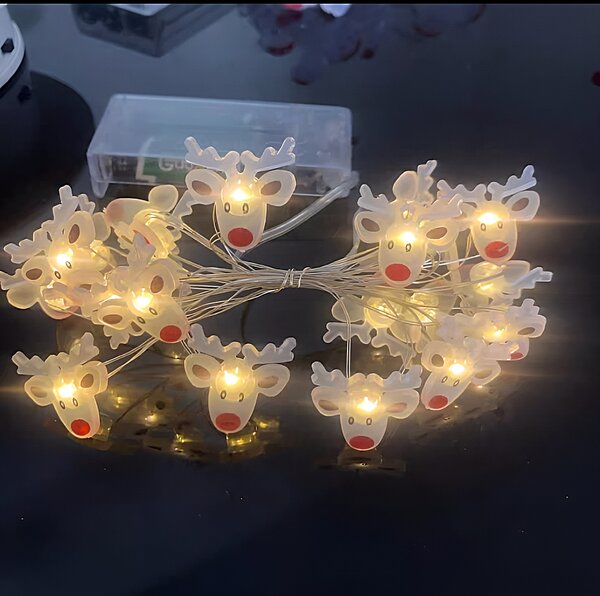 Vnitřní LED vánoční mikro řetěz se soby na baterie – teplá bílá, 4 m, 40 LED