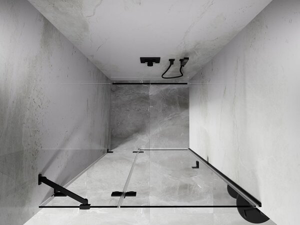 Mexen Lunar sprchové dveře otočné levé 85 cm, transparentní, černé - 834-085-000-70-00-L