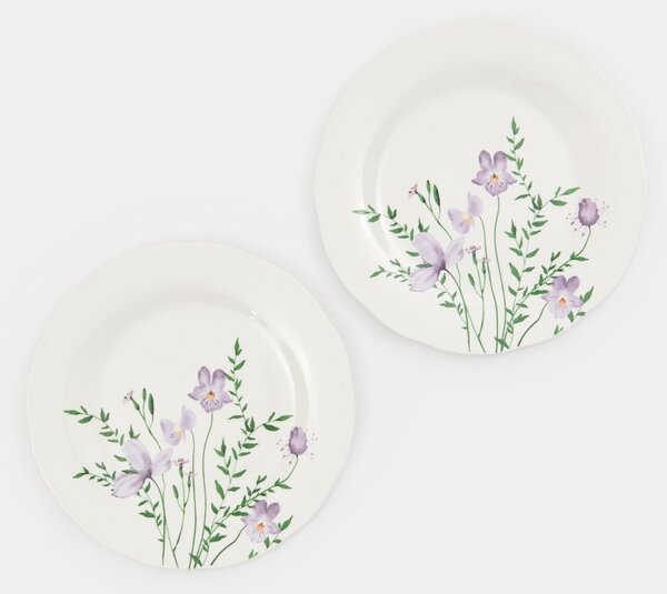 Sinsay - Keramické talíře s květinovým motivem, 2 pack - vícebarevná
