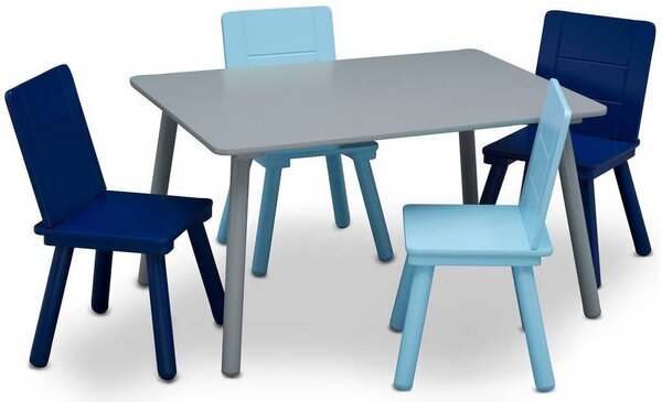 BHome Dětský stůl se čtyřmi židlemi Šedo-modrý