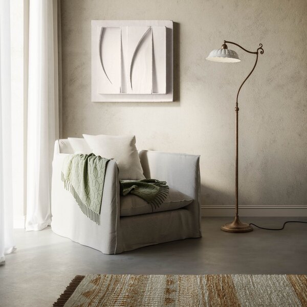 Il Fanale 061.53.OC Anita, rustikální lampa z antické mosazi a keramiky, 1x15W LED E27, výška 170cm