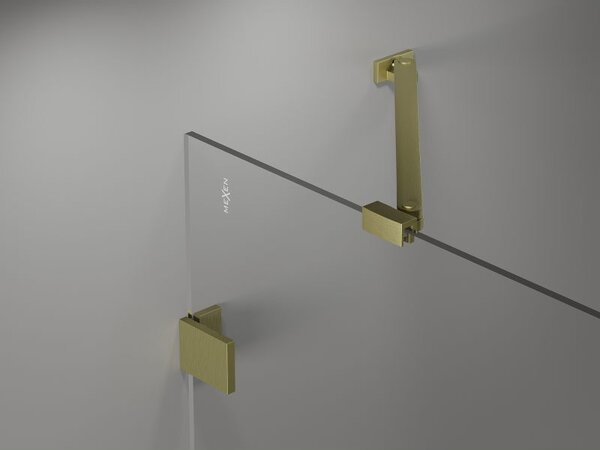 Mexen Lunar sprchové dveře pant pravý 140 cm, transparentní, zlaté kartáčované - 834S-140-050-55-00-P