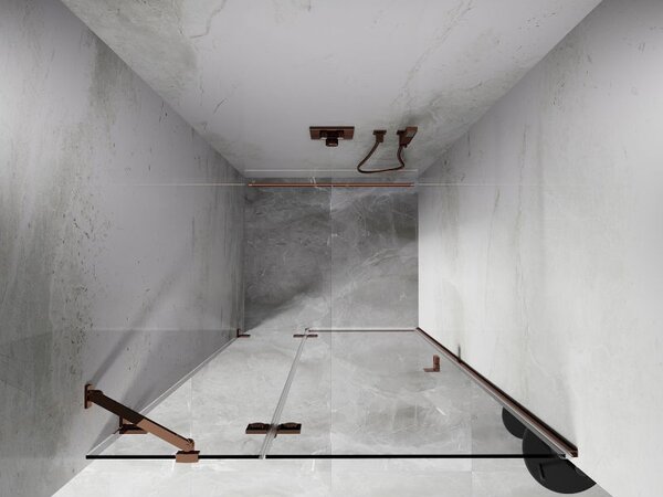 Mexen Lunar sprchové dveře otočné levé 125 cm, transparentní, růžové zlato - 834-125-000-60-00-L