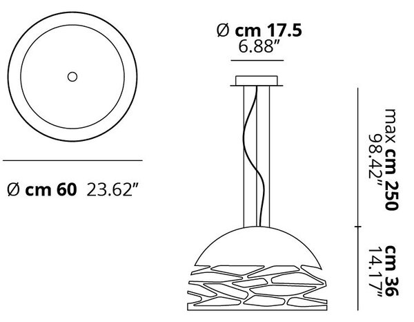 Lodes 14127 1000 Kelly Medium Dome 60, závěsné svítidlo 3x23W E27, bílá, prům. 60cm