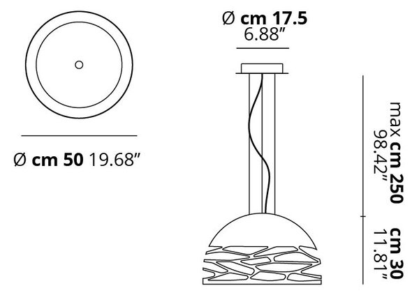 Lodes 14126 1000 Kelly Small Dome 50, závěsné svítidlo 3x23W E27, bílá, prům. 50cm