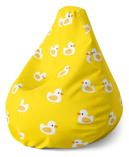 Sedací vak Pear bílé kachničky, žlutá