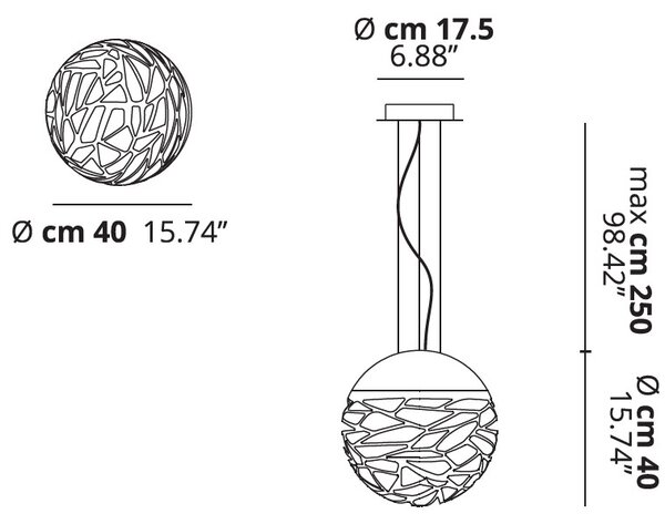 Lodes 14122 3500 Kelly Small Sphere 40, závěsné svítidlo 3x23W LED, bronz, prům. 40cm