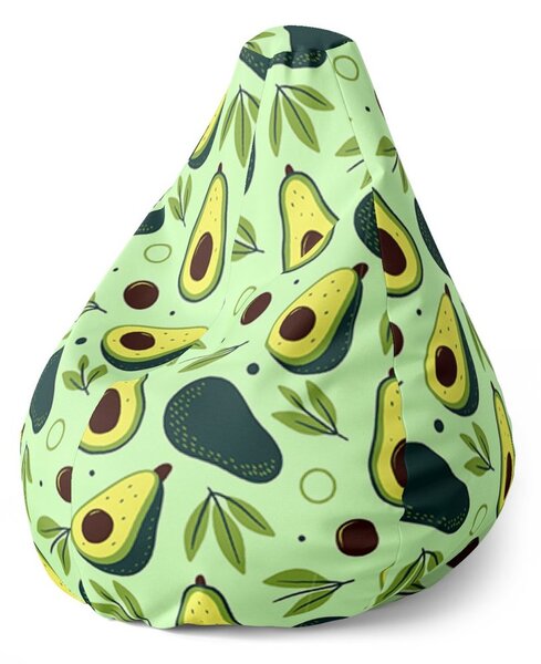 Sedací vak Pear kreslené avokádo - dětský, zelená
