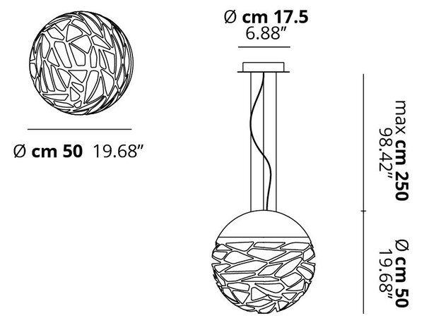 Lodes 14123 3500 Kelly Medium Sphere 50, závěsné svítidlo 3x23W LED, bronz, prům. 50cm