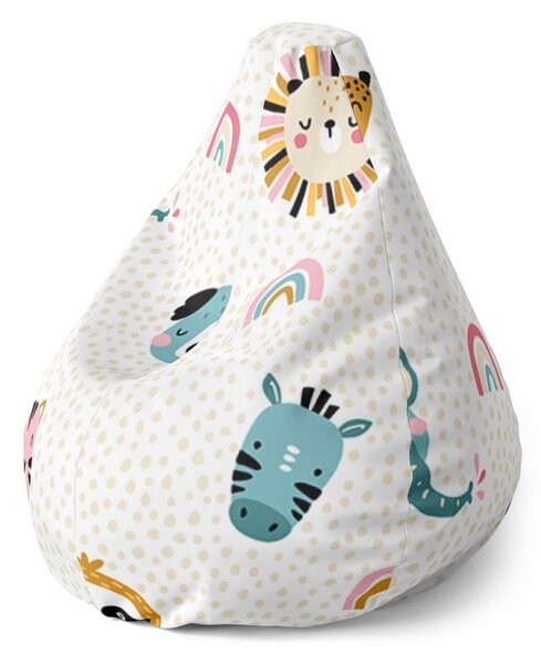 Sedací vak Pear hroch, zebra a slunce, barevná