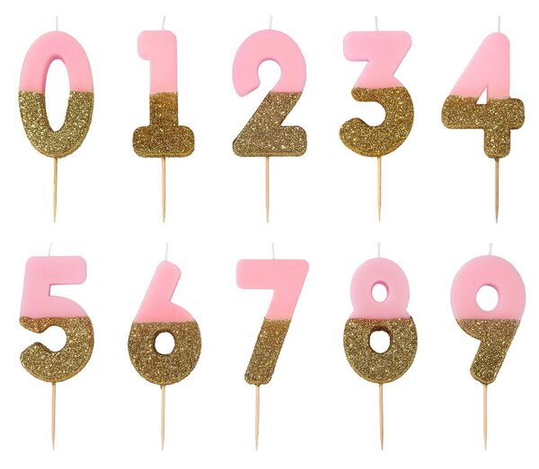 Narozeninová svíčka Pink Number 8 cm 0