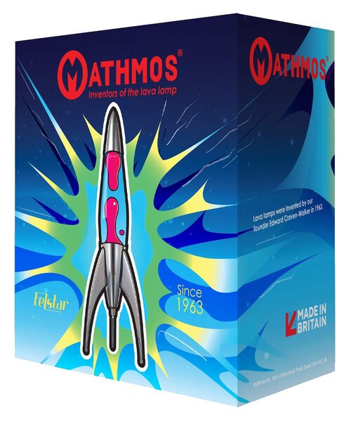 Mathmos Telstar, originální lávová lampa, 1x28W, modrá se zelenou lávou, 50cm