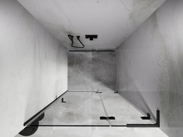 Mexen Lunar L sprchové dveře výklopné pravé 105 cm, transparentní, kartáčovaný gun gray - 834L-105-000-66-00-P