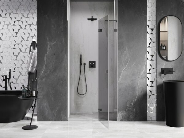 Mexen Lunar L sprchové dveře výklopné pravé 105 cm, transparentní, kartáčovaný gun gray - 834L-105-000-66-00-P