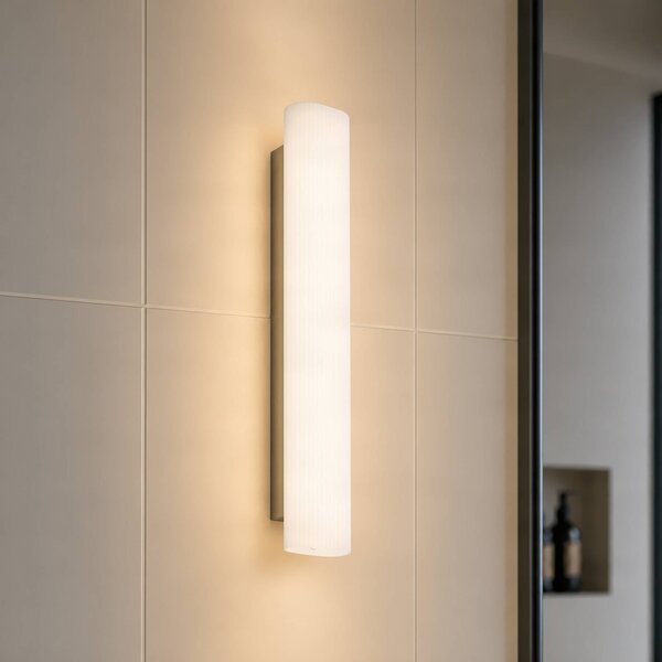 Lucande LED koupelnové světlo nástěnné Victoire, 50 cm, bílá/chrom,, Bílá / opál, Koupelna, Sklo, Moderní
