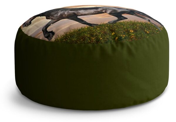 Taburet Circle friský kůň, zelená / hnědá
