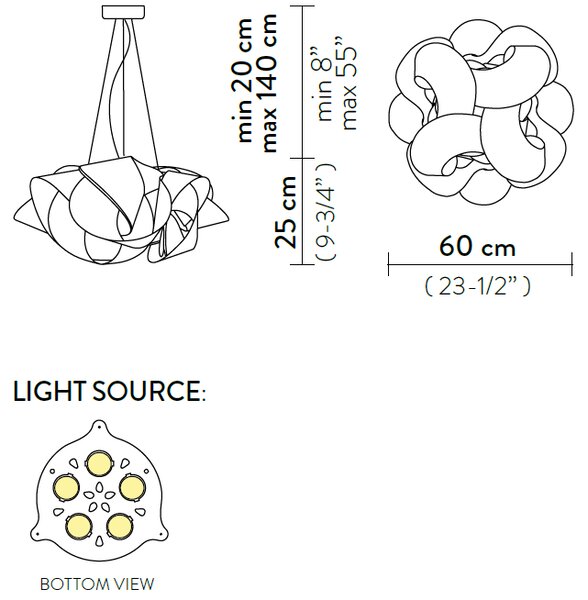 SLAMP FABSL00PRS01T00000EU Fabula suspension prisma large, designové závěsné svítidlo, 5x8W LED E27, prům. 60cm