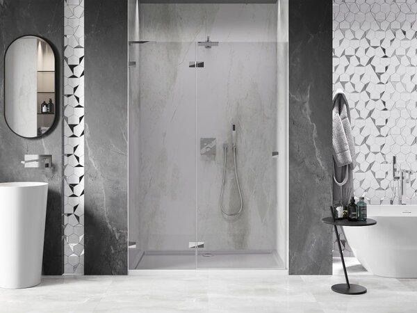 Mexen Lunar L sprchové dveře výklopné levé 135 cm, transparentní, chrom - 834L-135-000-01-00-L